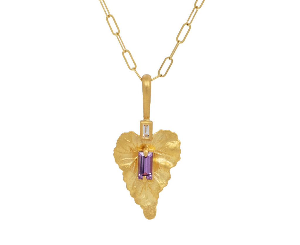 Cathy Waterman Pink Sapphire Leaf Charm Pendant ONLY On Chain