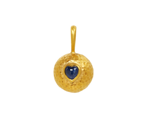 Blue Sapphire Hammered Sphere Pendant ONLY