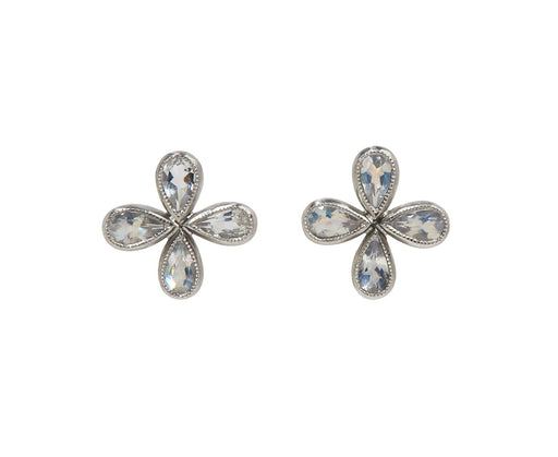 Rainbow Moonstone Star Stud Earrings