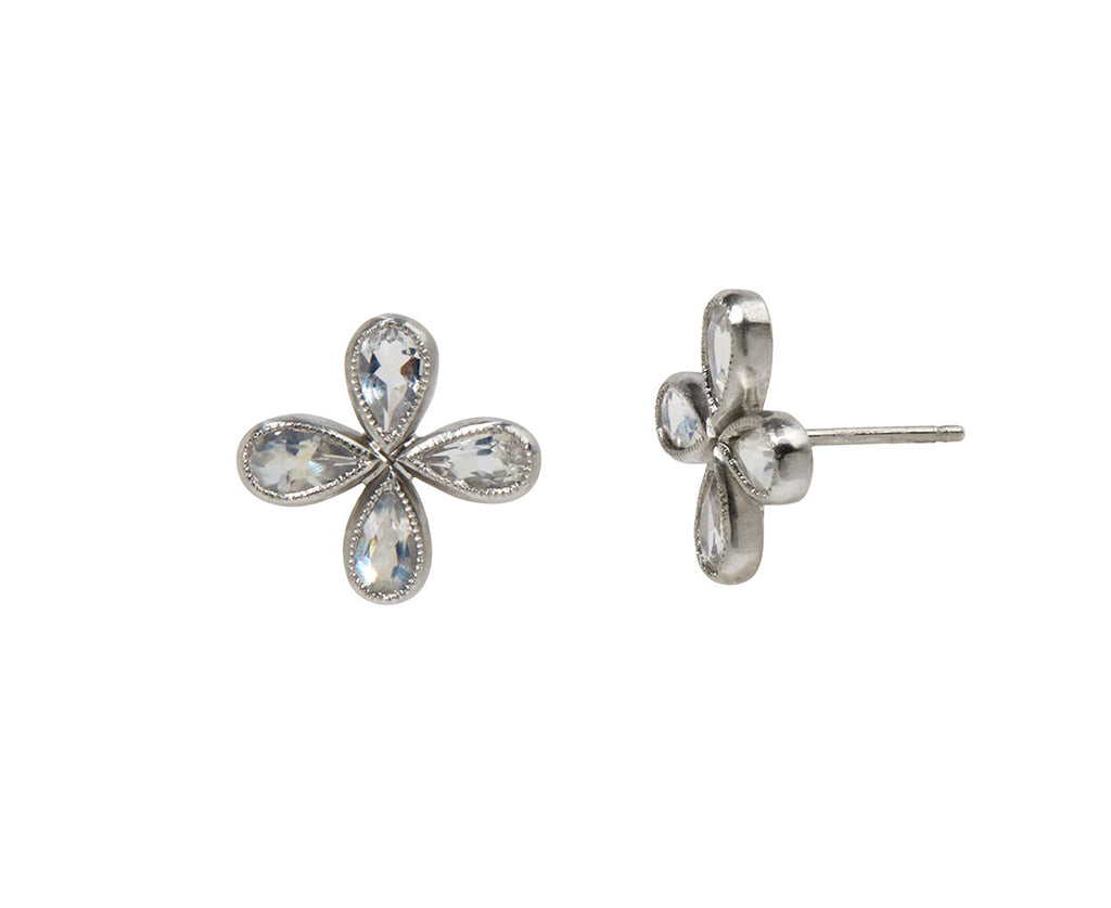 Rainbow Moonstone Star Stud Earrings
