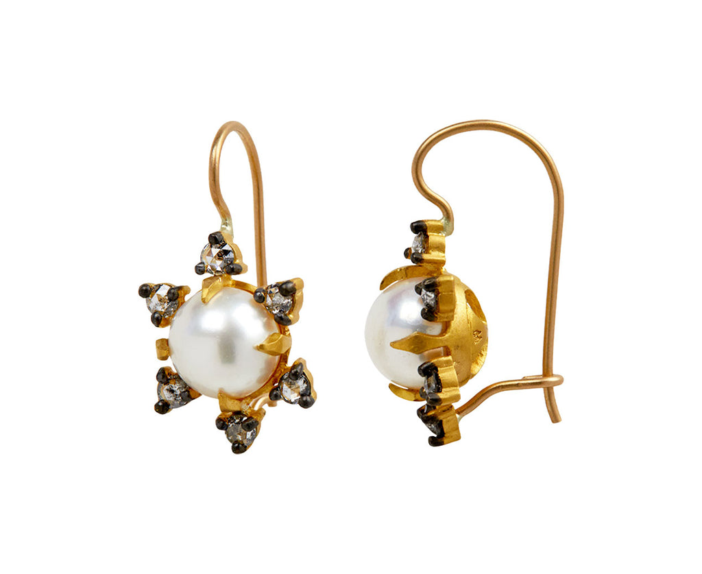 Silver Akoya Pearl and Diamond Earrings