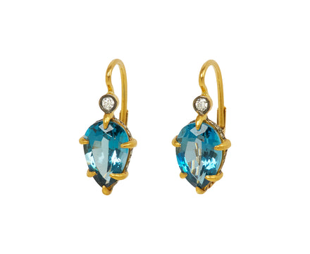 London Blue Topaz Diamond Seat Earrings - TWISTonline 