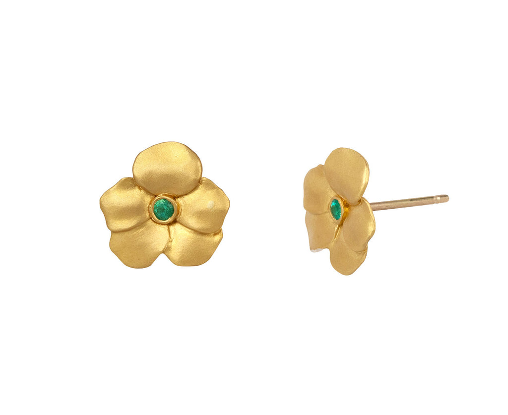 Cathy Waterman Emerald Forest Violet Stud Earrings Side View