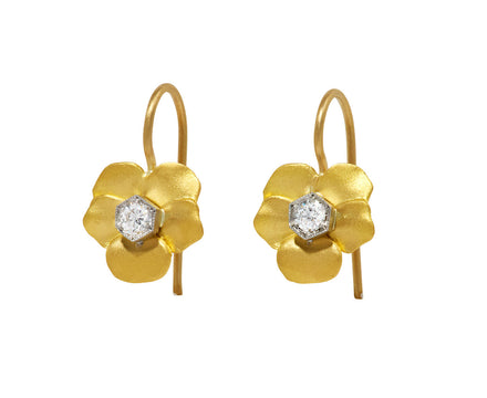Diamond Forest Violet Bezel Center Earrings