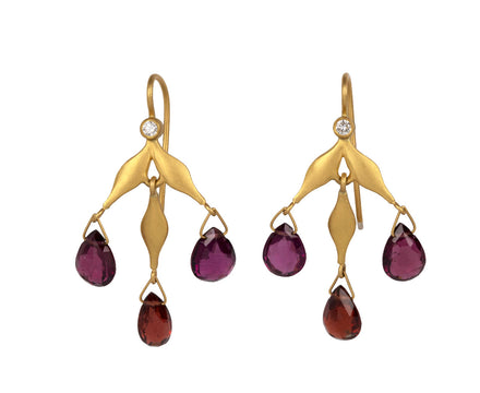 Garnet Flexible Wheat Earrings