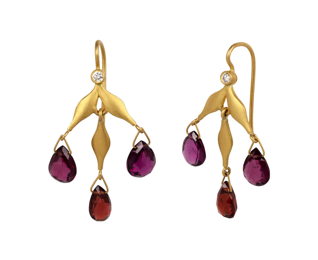 Garnet Flexible Wheat Earrings
