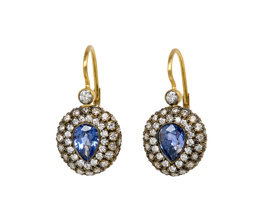 Blue Sapphire and Diamond Galaxy Earrings