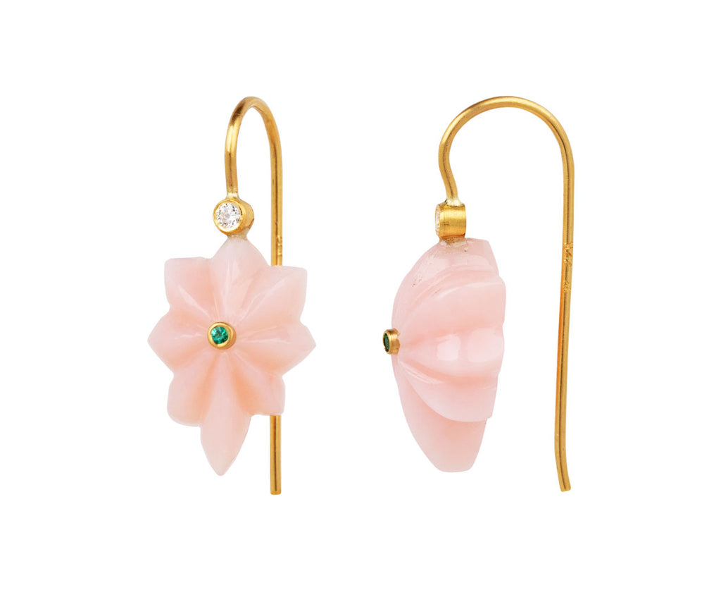 Cathy Waterman Pink Opal Shield Earrings Side View