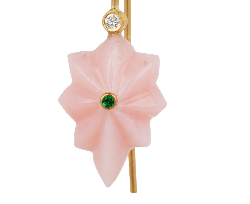 Cathy Waterman Pink Opal Shield Earrings Close Up