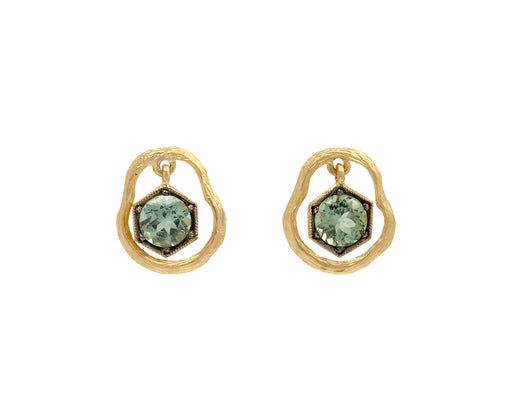 Mint Tourmaline Knot Hole Stud Earrings