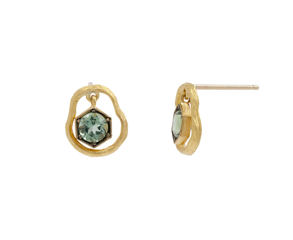 Mint Tourmaline Knot Hole Stud Earrings