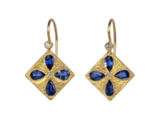 Cathy Waterman Kyanite Flower Frame Earrings