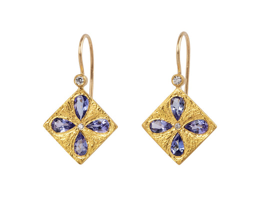 Cathy Waterman Tanzanite Flower Frame Earrings