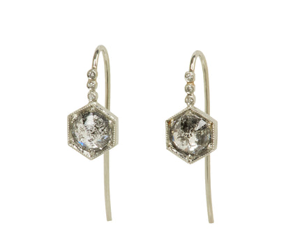 Black and White Diamond Bezel Hex Earrings - TWISTonline 