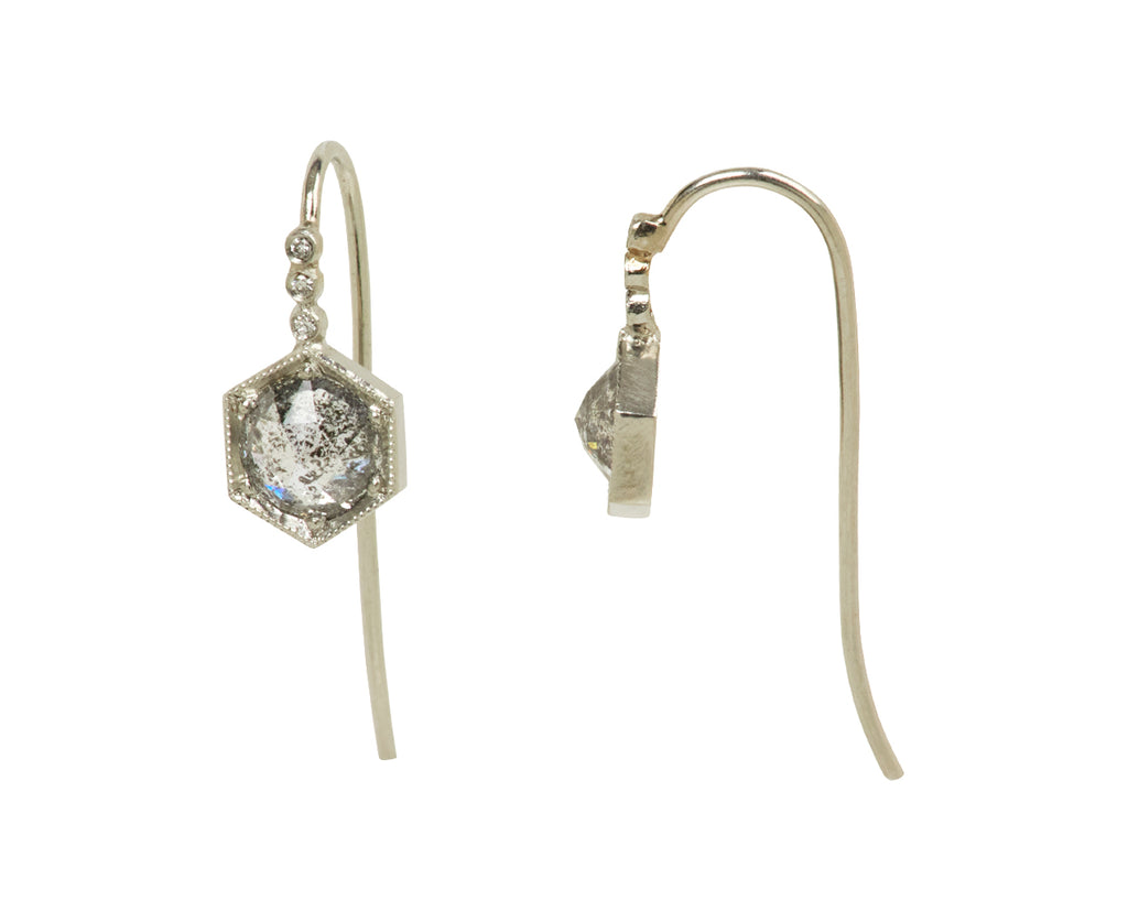 Black and White Diamond Bezel Hex Earrings - TWISTonline 