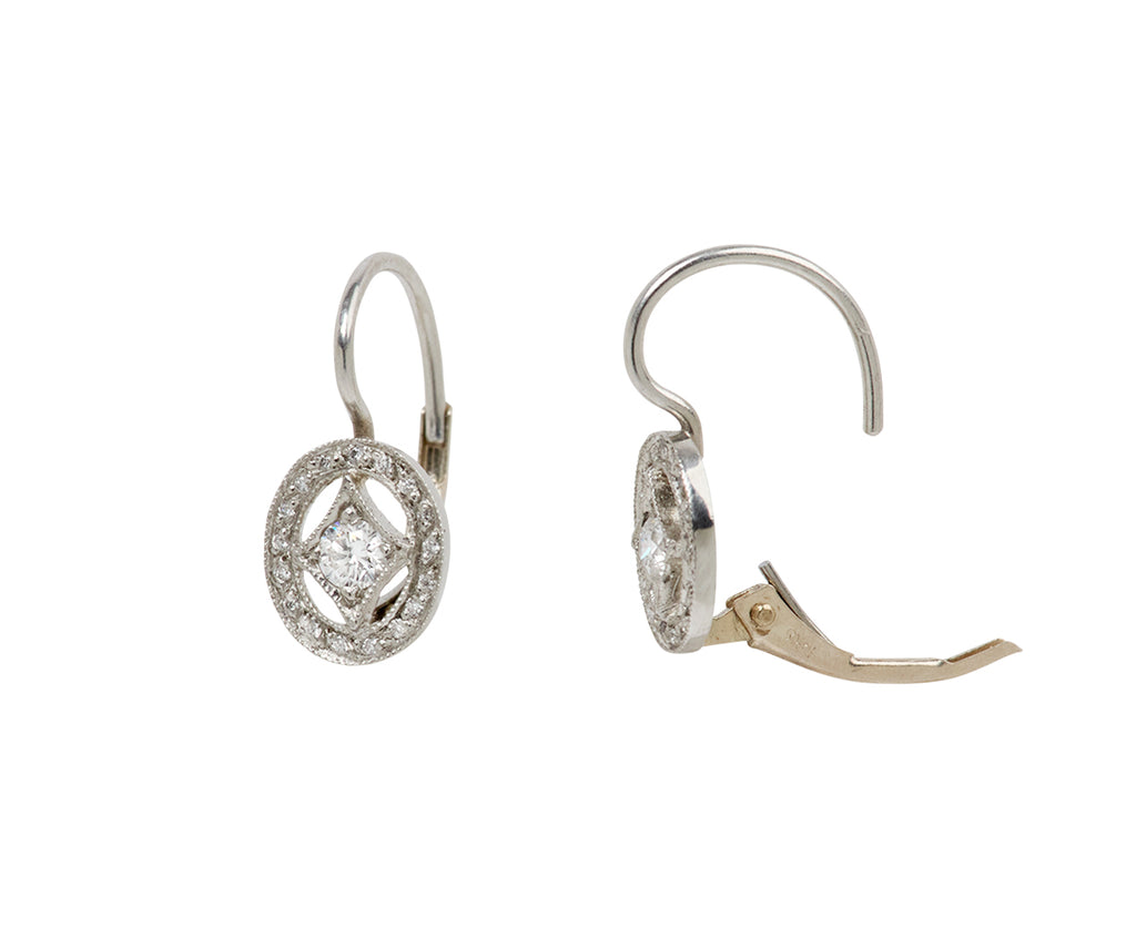 Oval Diamond Frame Earrings