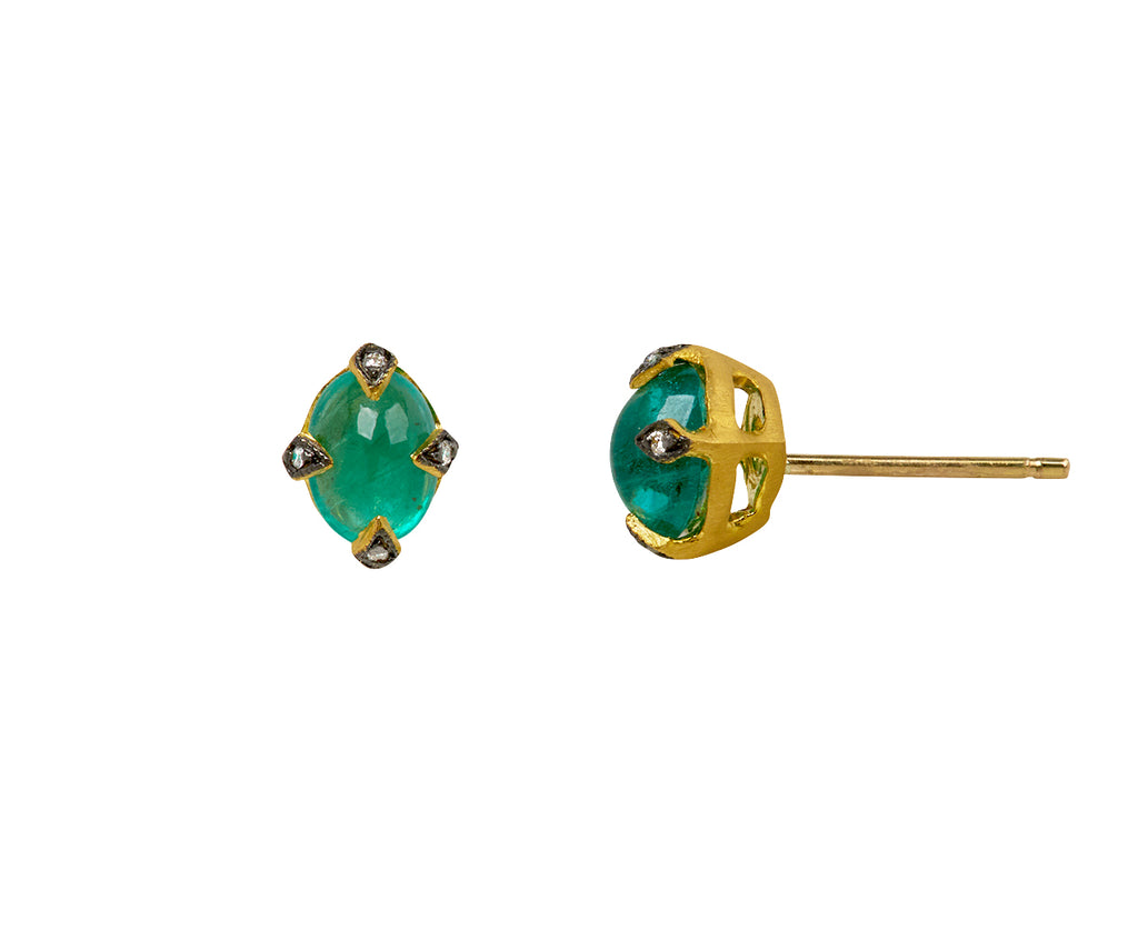 Emerald Antique Prong Stud Earrings