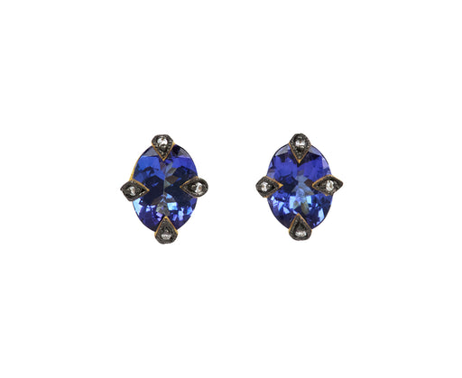 Tanzanite Antique Prong Stud Earrings