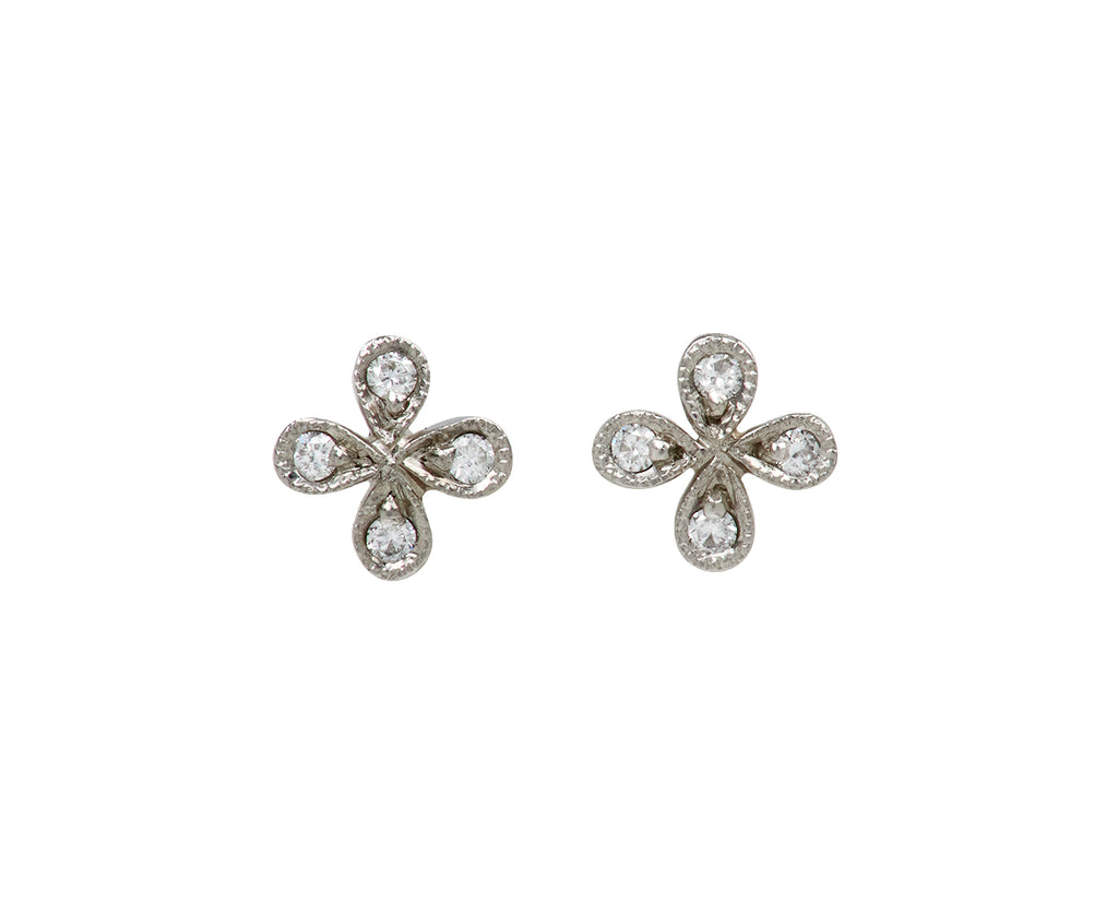 Diamond 4-Petal Flower Earrings