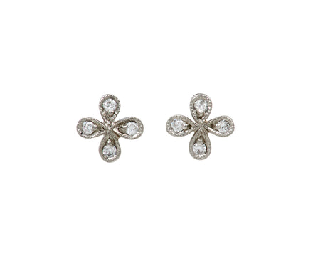 Diamond 4-Petal Flower Earrings