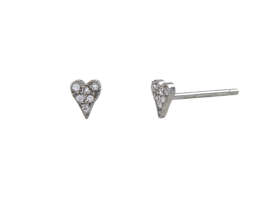 Platinum Tiny Diamond Heart Earrings