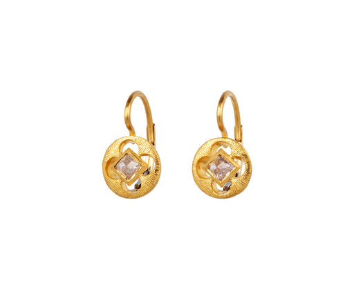 Cathy Waterman Pink Argyle Diamond Etched Circle Earrings