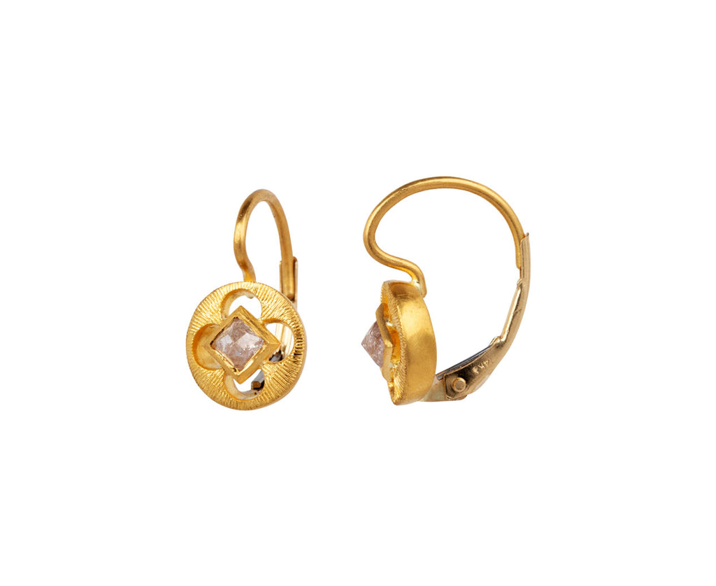 Cathy Waterman Pink Argyle Diamond Etched Circle Earrings Side View