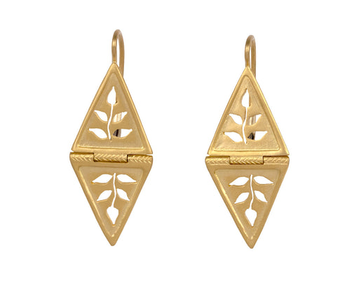 Cathy Waterman Double Triangle Reverso Leaf Earrings