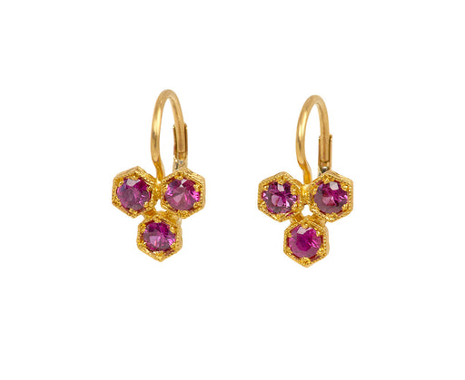Ruby Hexagonal Earrings - TWISTonline 