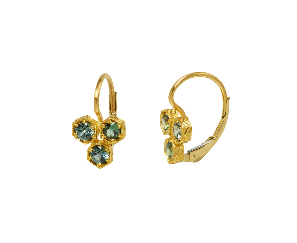 Green Sapphire Triple Hexagonal Bezels