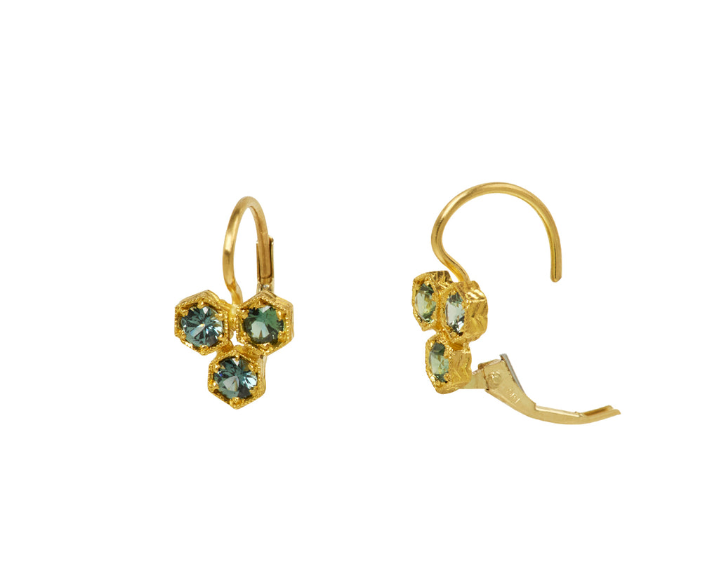 Green Sapphire Triple Hexagonal Bezels