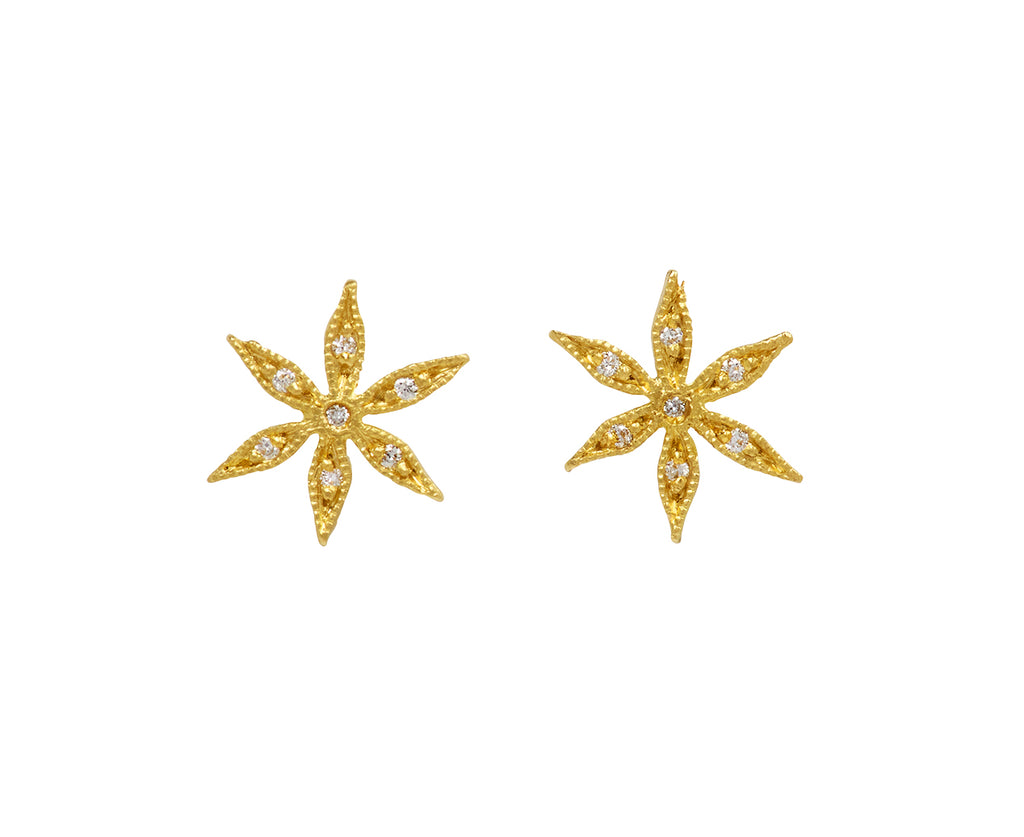 Diamond Star Flower Earrrings