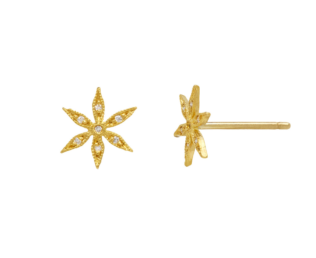 Diamond Star Flower Earrrings