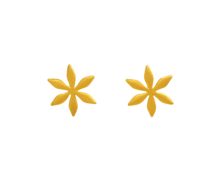Gold Star Flower Stud Earrings