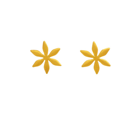 Gold Star Flower Stud Earrings