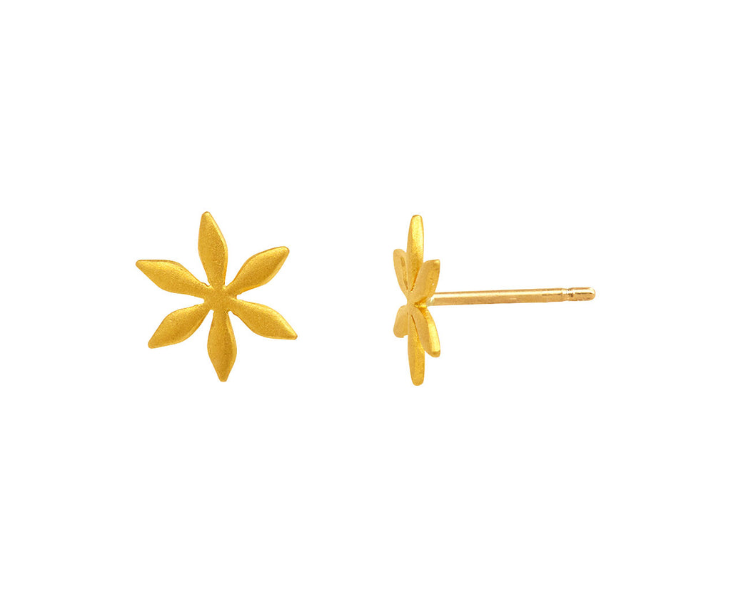 Gold Star Flower Stud Earrings