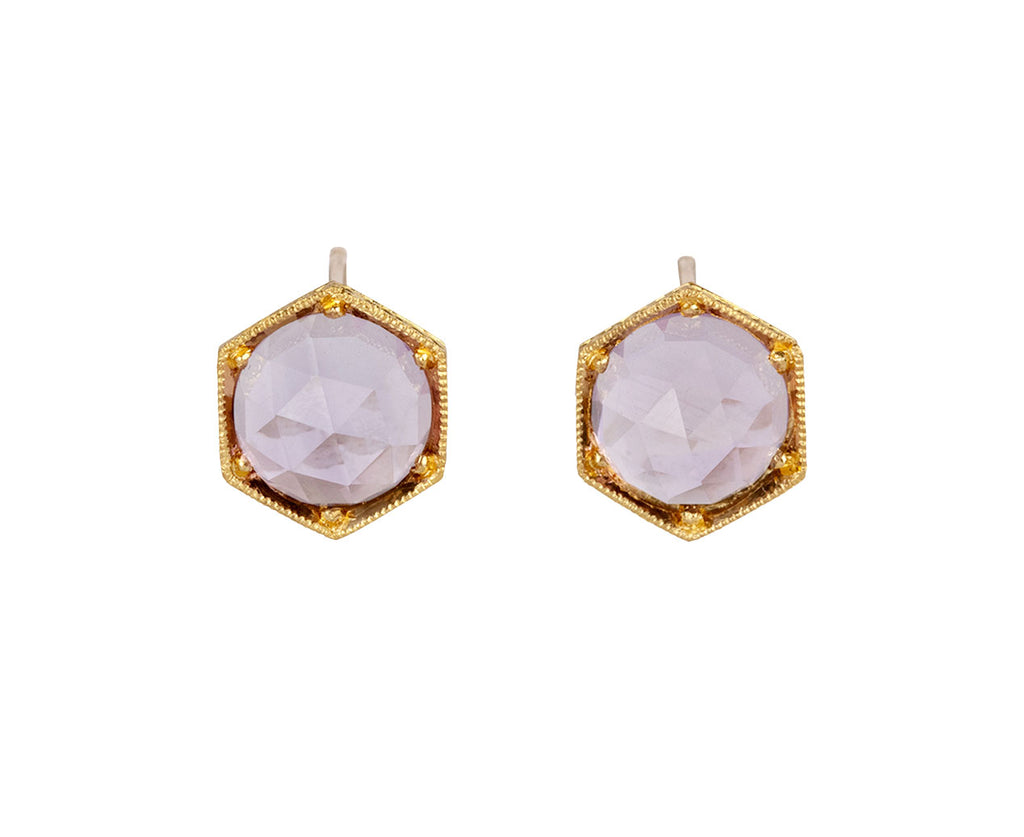 Cathy Waterman Amethyst Hexagonal Stud Earrings