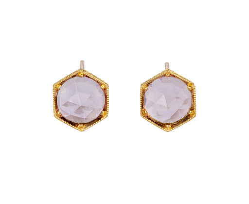 Cathy Waterman Amethyst Hexagonal Stud Earrings
