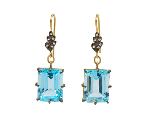 Sky Blue Topaz Leaf Top Earrings