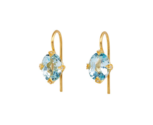 Cathy Waterman Sky Blue Topaz Antique Prong Drop Earrings