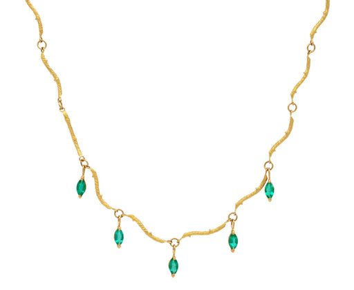 Marquise Emerald Twig Chain Necklace