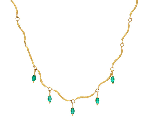 Marquise Emerald Twig Chain Necklace