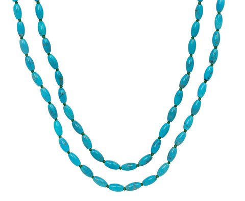 Oval Turquoise Beaded Necklace