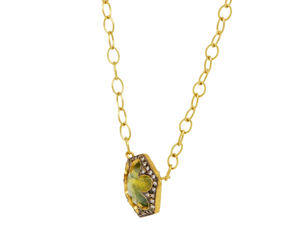 Green Sapphire Hexagonial Pendant Necklace