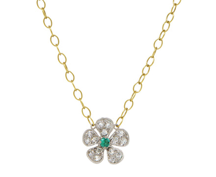 Emerald and Diamond Violet Pendant Necklace