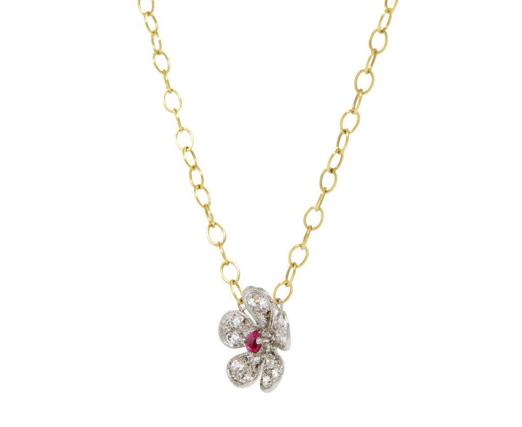 Ruby and Diamond Violet Pendant Necklace