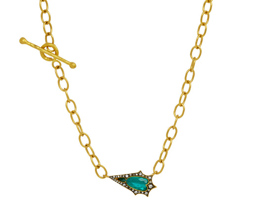 Emerald Mermaid on Mountain Chain Necklace
