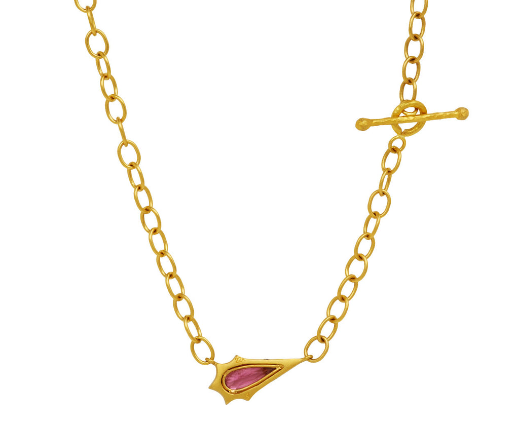 Pink Tourmaline Mermaid on Mountain Chain Necklace