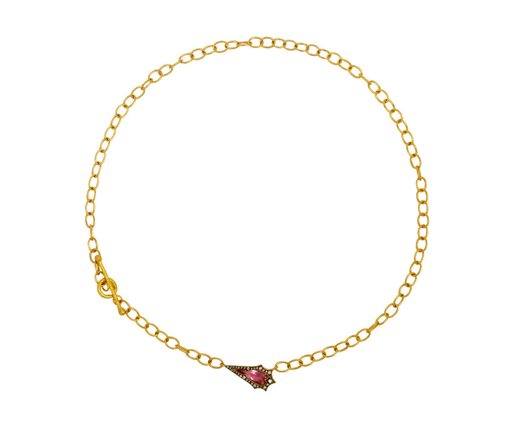 Pink Tourmaline Mermaid on Mountain Chain Necklace