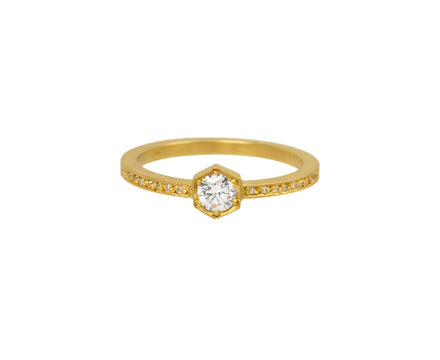 Gold Hexagonal Bezel Set Ring